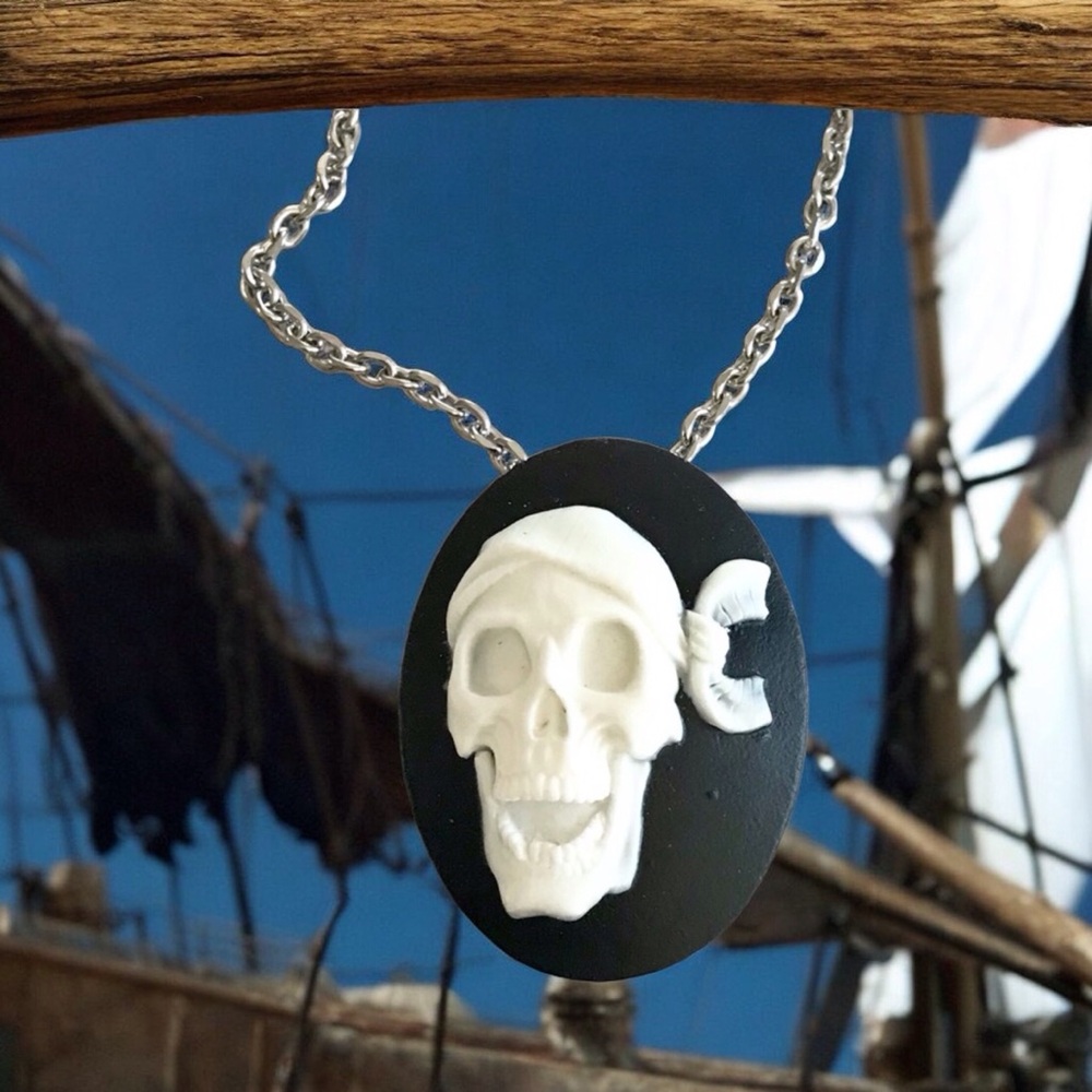 🆕3D Pirate Skull Pendant Necklace Stainless Steel